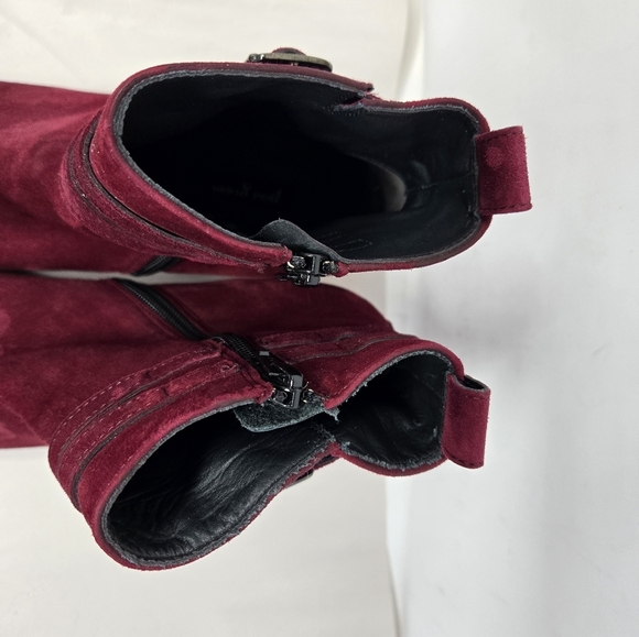 Paul Green Women's Suede Burgundy Ankle Boots Sz 5.5 =8 - Picture 10 of 16